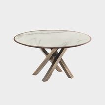 Tavolo di design in legno e ceramica, tondo, elegante e moderno - Shangai, Riflessi