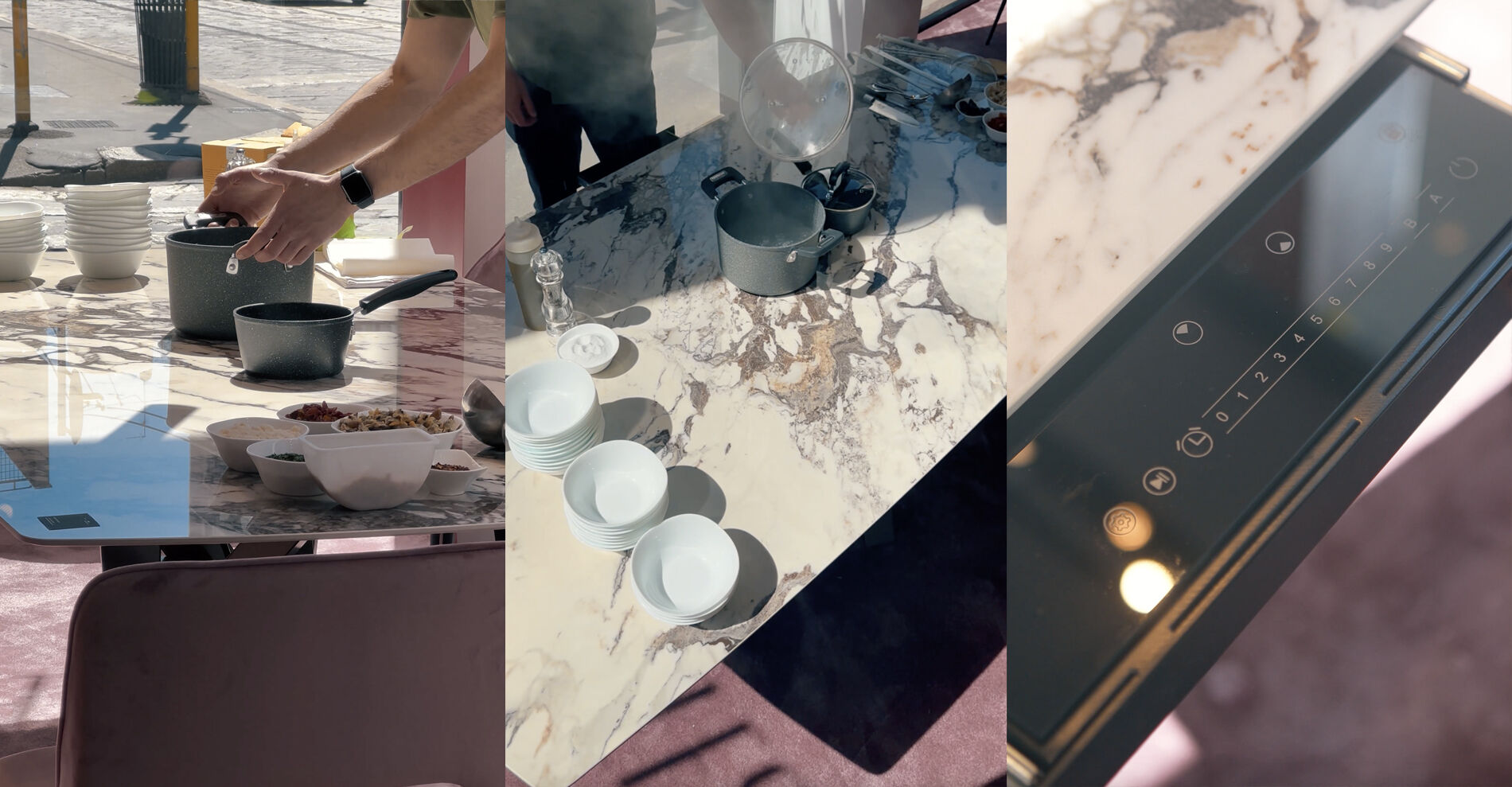 tavolo design piano cottura integrato