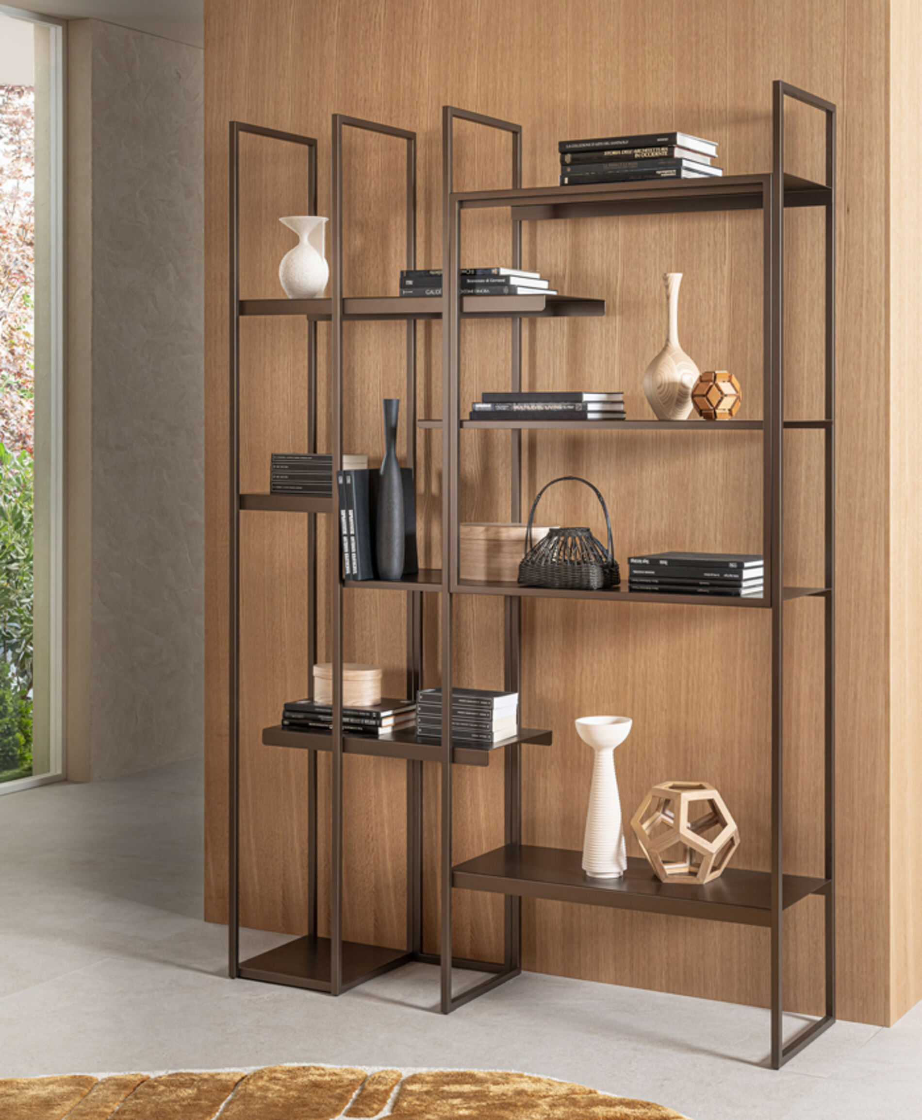 Mobile Libreria Soggiorno, Libreria retrodivano in metallo -  Freewall, Riflessi