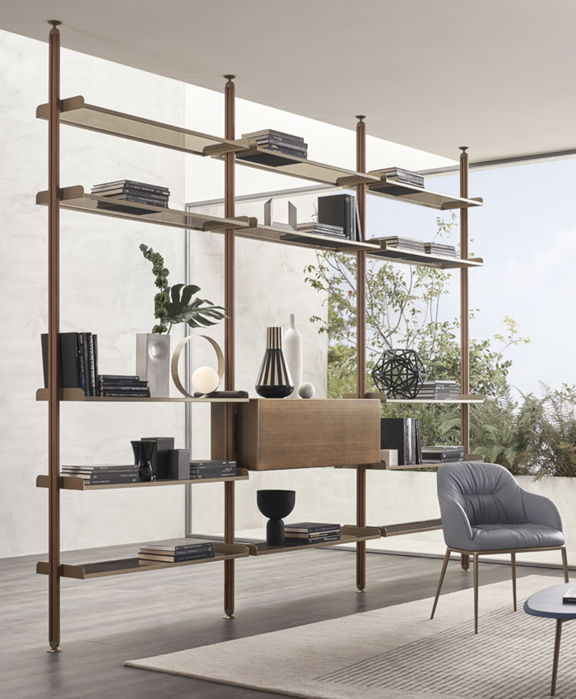 Techwall, modular, combinable and customizable bookcases system - Riflessi
