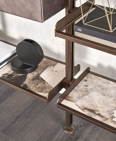 Libreria Componibile in Metallo ancorabile a parete o soffitto - Techwall, Riflessi