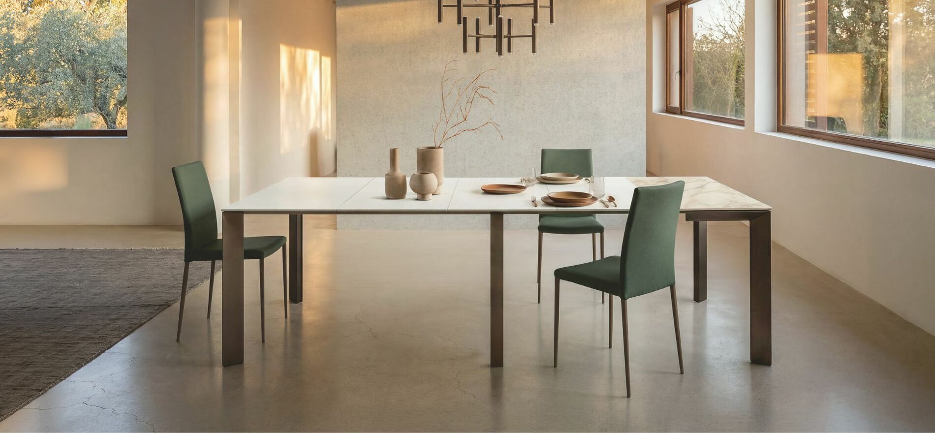 Manhattan consolle moderna di design allungabile con piano in ceramica