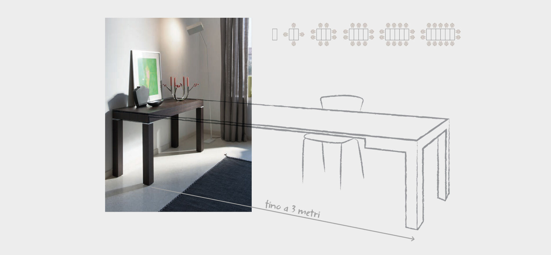 Consolle allungabile 3 metri - PQR, Riflessi