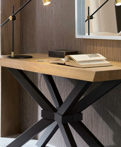 consolle legno design riflessi