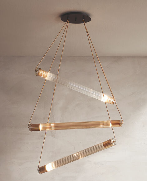 Lampadario Lampada a sospensione - Tube, Riflessi Lampadario Lampada a sospensione - Tube, Riflessi
