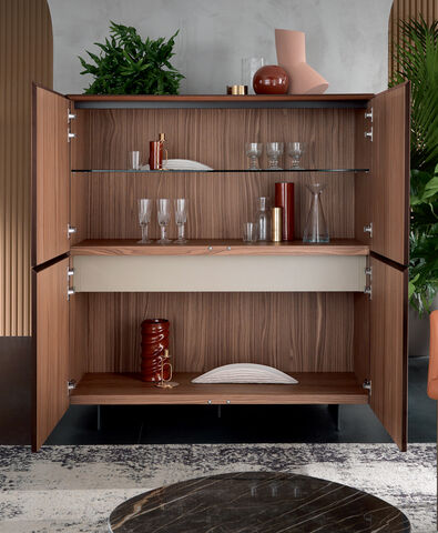 Madia alta per soggiorno, credenza di design - C-Wood, Riflessi