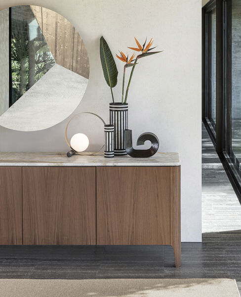 madia in legno piano marmo