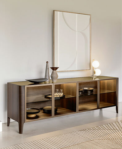 Madia Moderna in Legno con ante in Cristallo - Cross, Riflessi