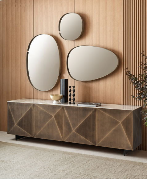 Madia di Design, elegante e moderna, in metallo verniciato - Cubric, Riflessi