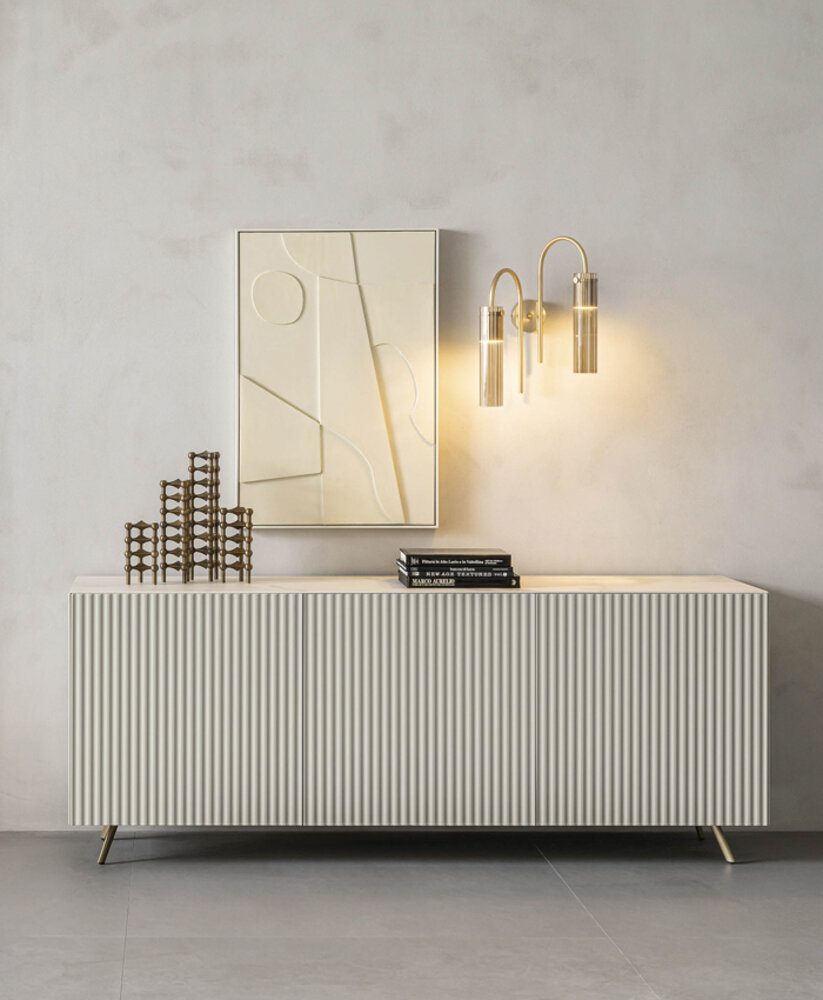 Madia moderna bianca in legno laccato - Onda, Riflessi