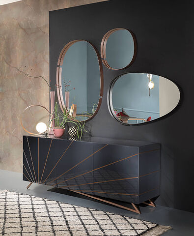 Solaris wooden sideboard with engraved surfaces Riflessi