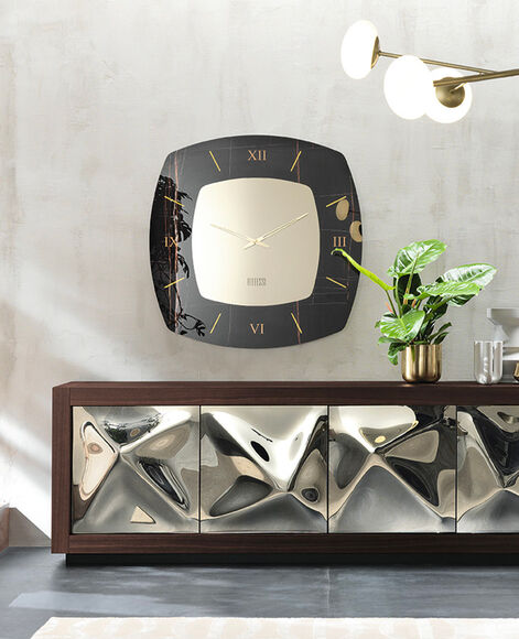 Orologio moderno da parete a specchio bronzato quadrato - Design Riflessi Orologio moderno da parete a specchio bronzato quadrato - Design Riflessi