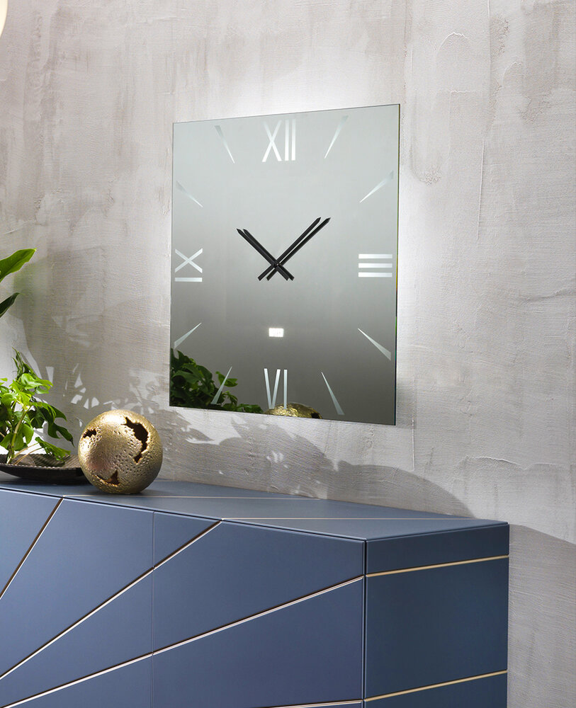 Orologio a specchio da parete di design, quadrato - Riflessi