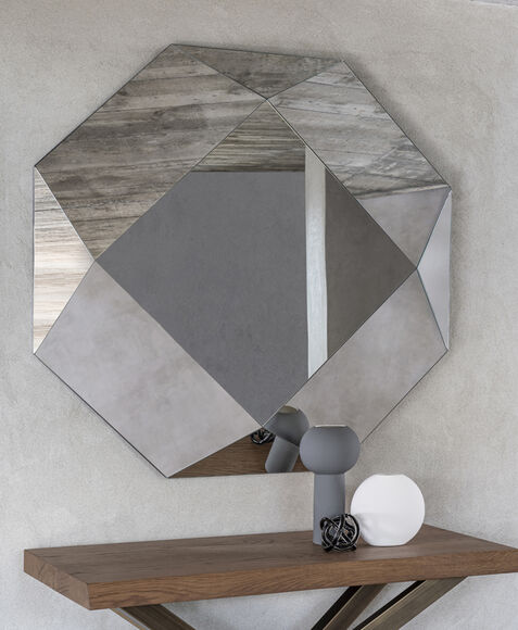 Specchio particolare per ingresso, da entrata e da parete, di design, tridimensionale di forma ottagonale - Diamante, Riflessi Specchio particolare per ingresso, da entrata e da parete, di design, tridimensionale di forma ottagonale - Diamante, Riflessi