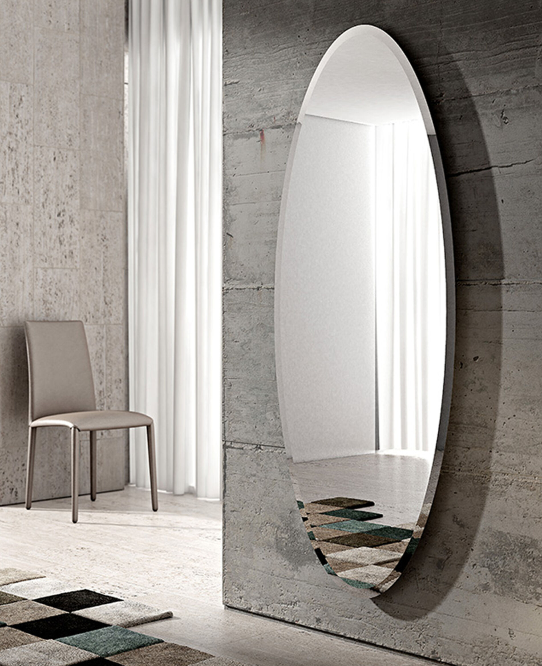 Specchio ovale da parete, bisellato - Specchi Ovali Riflessi