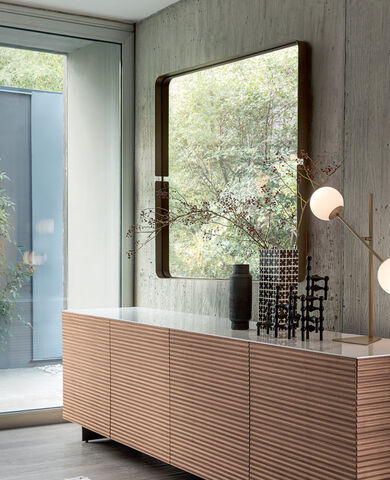 Specchio grande con cornice, specchio quadrato di design - Omega, Riflessi