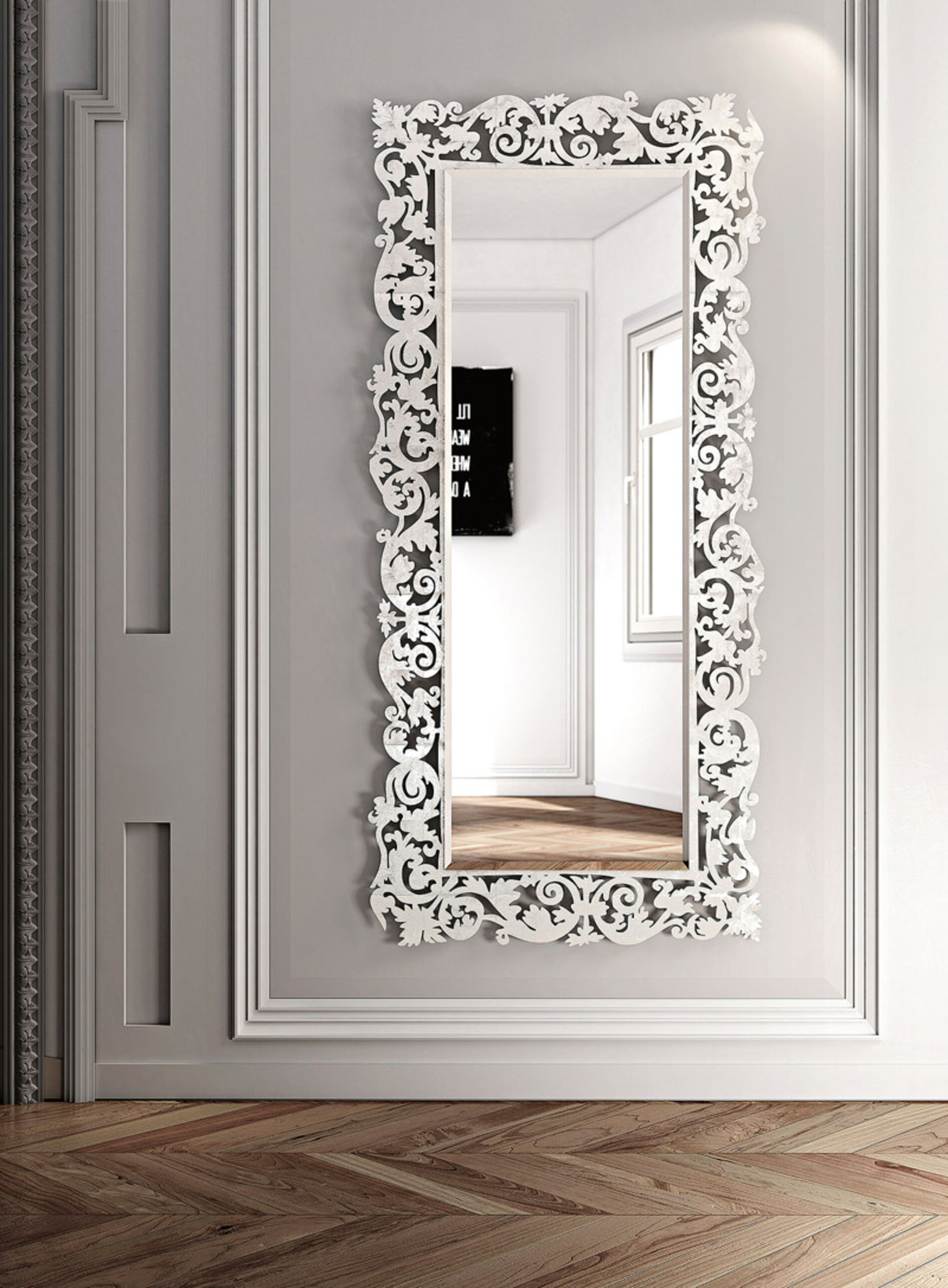 Romantico, specchio da parete con cornice floreale - Riflessi