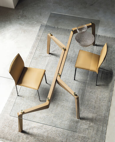 Glide, tavolo di design in cristallo, Riflessi