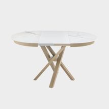 Tavolo di design in ceramica, rotondo, allungabile, bianco statuario - Round, Riflessi