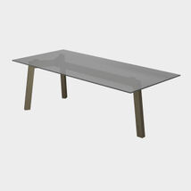 Tavolo di design in cristallo, rettangolare, fume - Treble, Riflessi