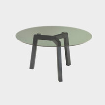 Tavolo di design in cristallo, rotondo, fume - Treble, Riflessi