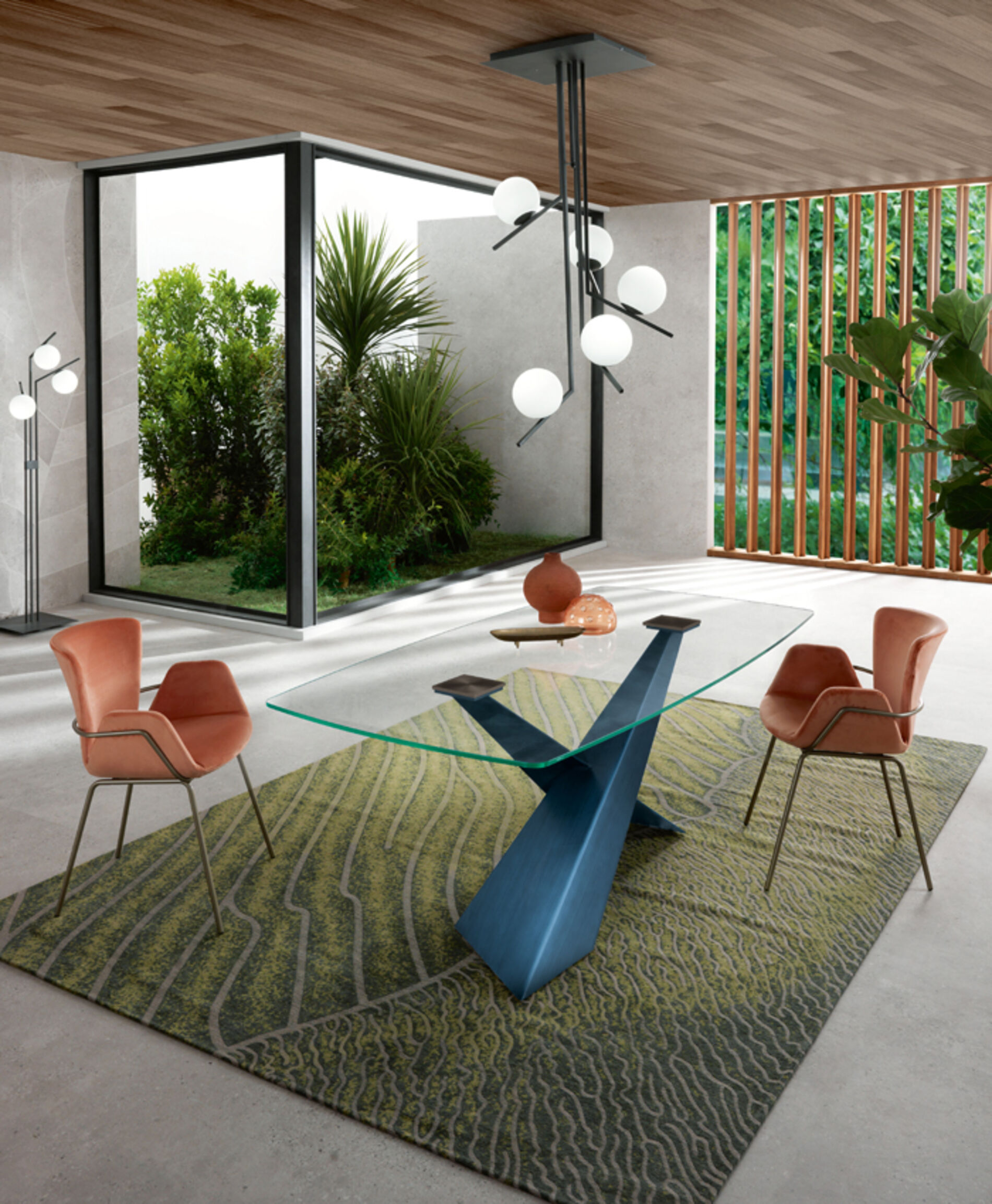 Tavolo moderno con piano in Cristallo