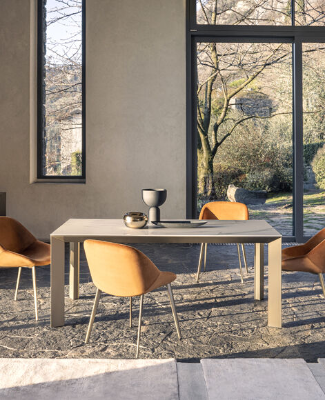 Tavoli di design allungabile o fisso con piano in ceramica - Manhattan, Riflessi