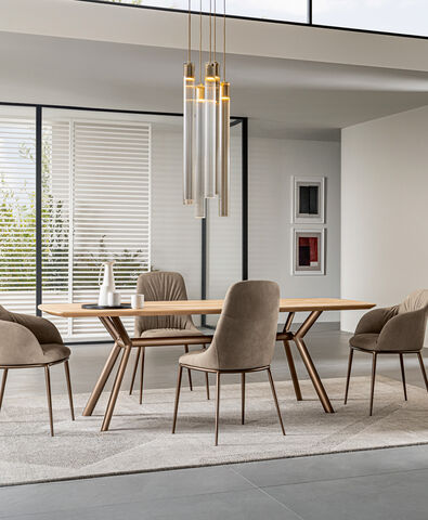 Tavolo moderno in legno con bordi a saponetta - Paradise, Riflessi