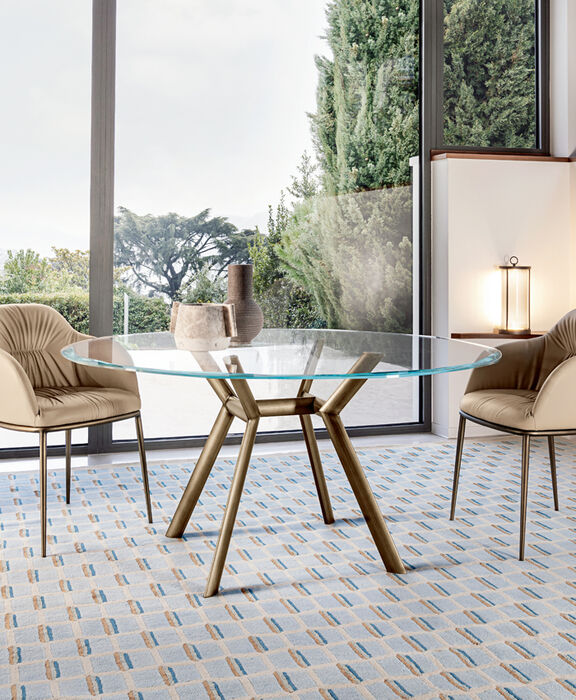 Tavolo rotondo in cristallo, tondo - Paradise, Riflessi