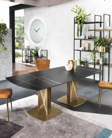 tavolo ceramica base ottone