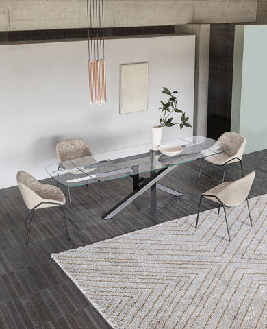 Tavolo in Cristallo, allungabile o fisso, Shangai - Riflessi