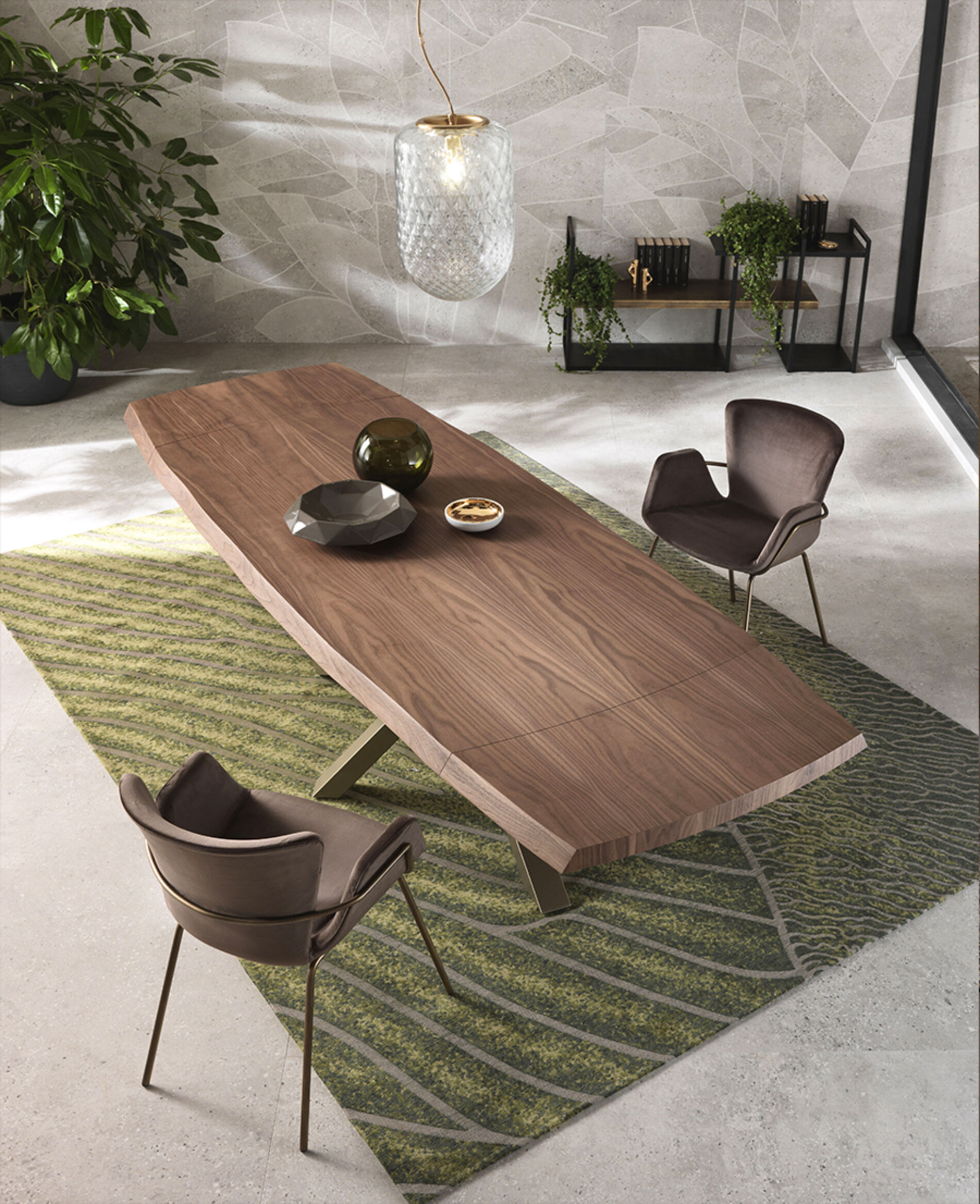 Scrivania ovale 180x90 cm top in legno con gamba centrale e base