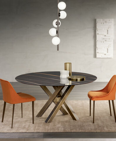 Tavolo rotondo in ceramica Noir Desir - Shangai, Riflessi