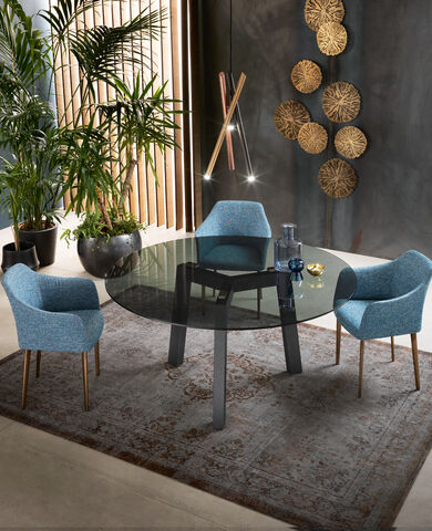 tavolo cristallo fume rotondo